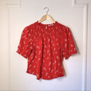 ❤️‍🔥 RED Floral Smock T-Shirt Lucky Brand❤️‍🔥